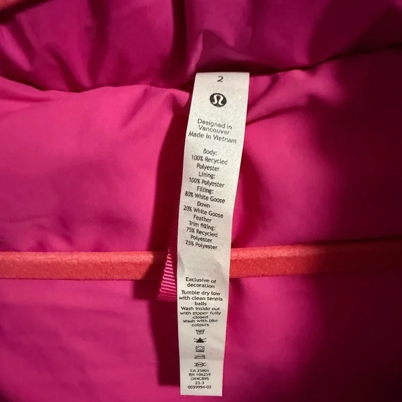 Lululemon Womens Pink Puffer Vest size 2 - Picture 4 of 6